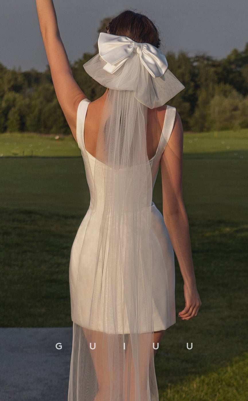 GW947 - A-Line Low V-Neck Tulle Elegant Wedding Dress include Veil
