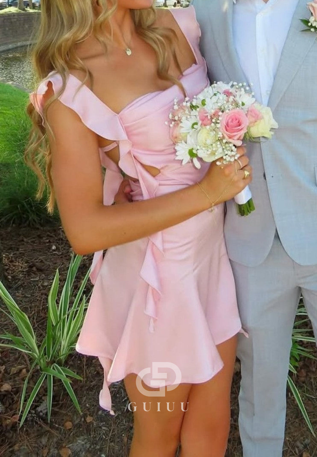 Cute Sheath Square Neck Short Homecoming Dress with Backless