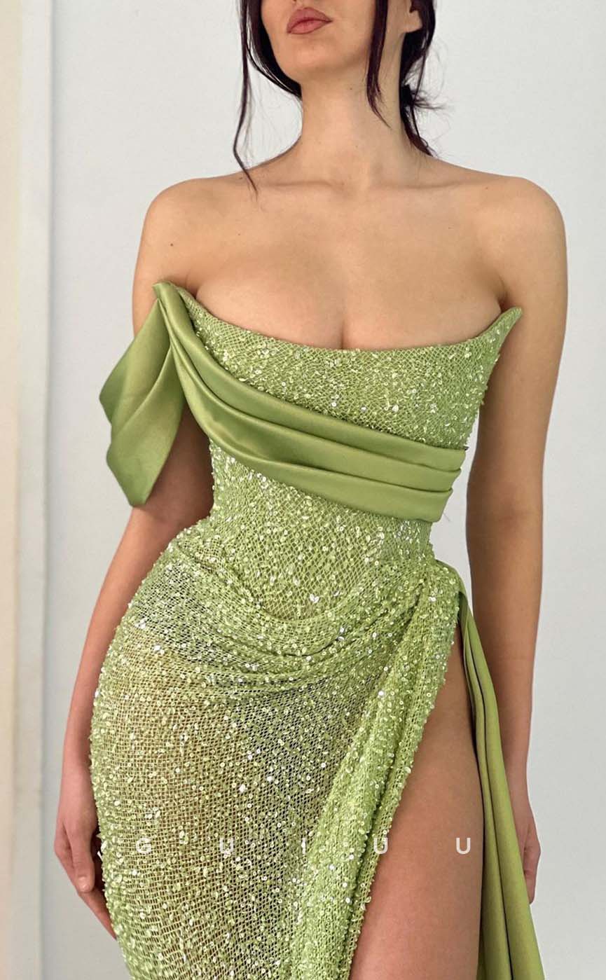 G2391 - Unique One-Shoulder Sequins Evening Prom Dress With Slit