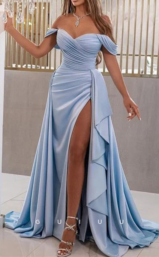 G2675 - Chic & Modern A-Line Off-Shoulder Long Prom Evening Party Dress