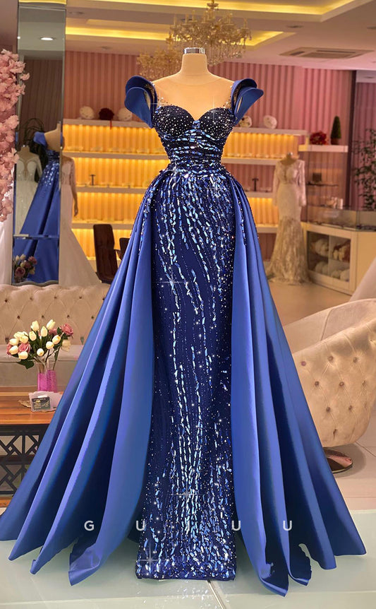 G2795 - Elegant & Luxurious A-Line Sequins Beaded Long Prom Evening Dress