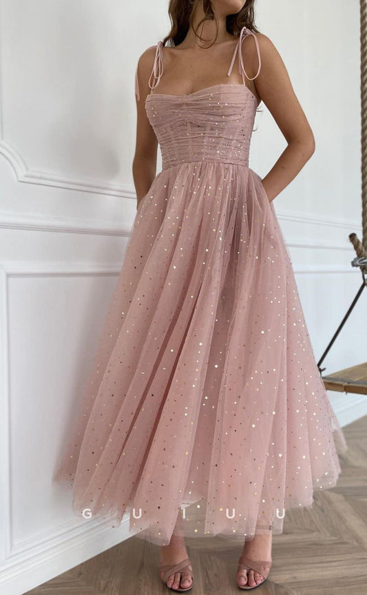 G2900 - Chic & Modern Tulle Strapless Straps Glitter Gown Prom Formal Dress