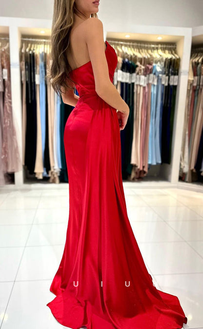G3040 - Chic & Modern Sweetheart Pleats Long Formal Prom Dress With Slit