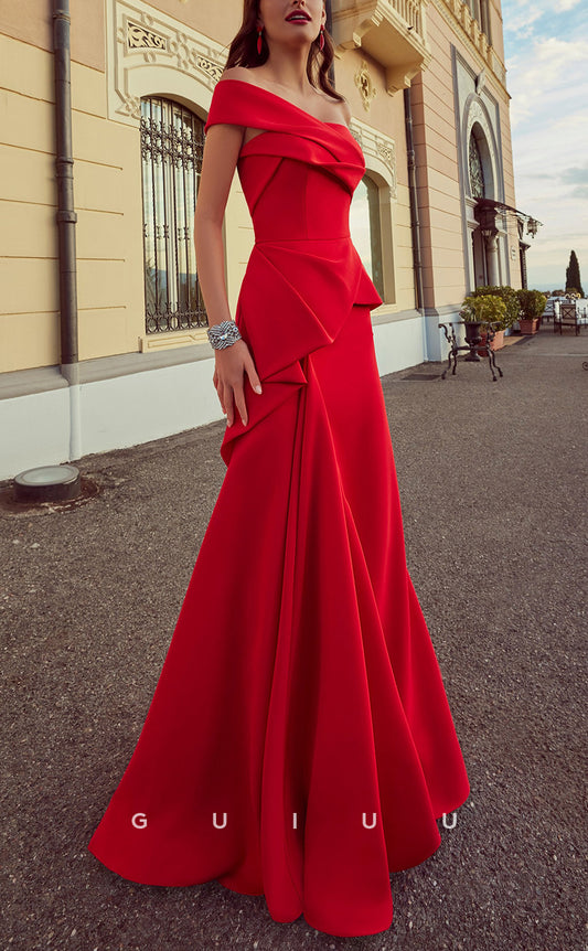 G3449 -Sexy & Hot Trumpet One Shoulder Draped Floor-Length Ballgown Prom Dress
