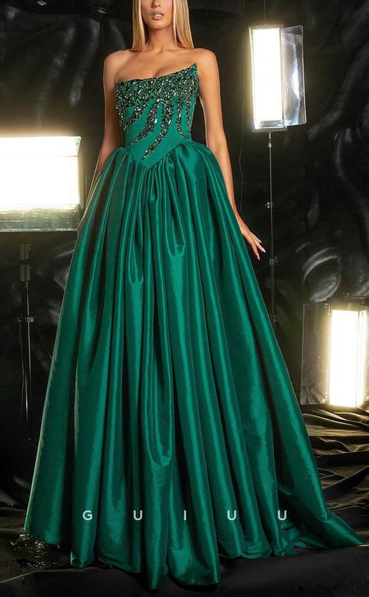 G4330 - Chic & Modern A-Line Asymmetrical Beaded and Draped Evening Party Prom Dress