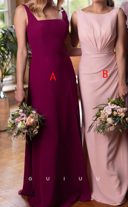 GB141 - Chic & Modern A-Line Straps V-Neck Floor-Length Bridesmaid Dress