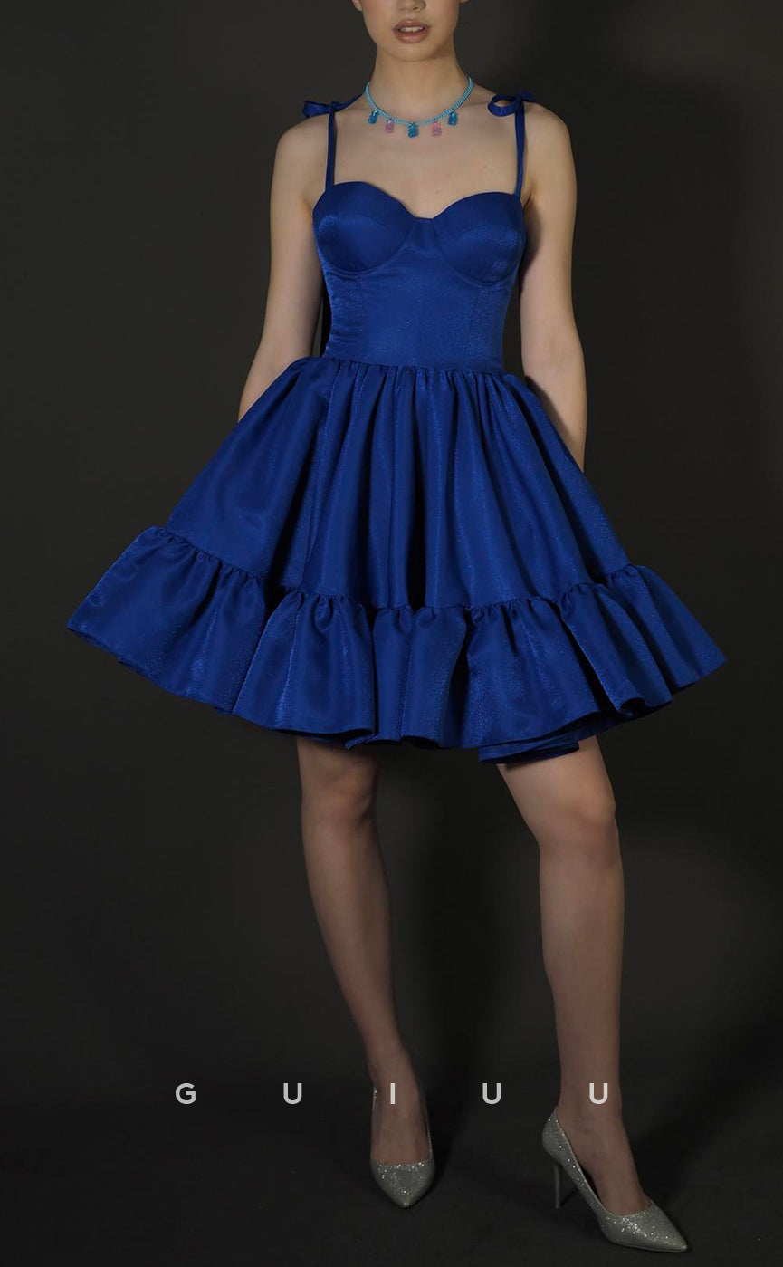 GH584 - Chic & Modern A Line Bateau Sweetheart Satins Homecoming Dress With Bowknots