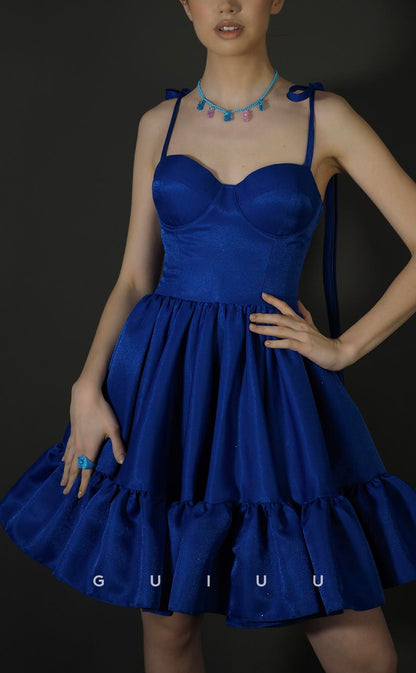 GH584 - Chic & Modern A Line Bateau Sweetheart Satins Homecoming Dress With Bowknots