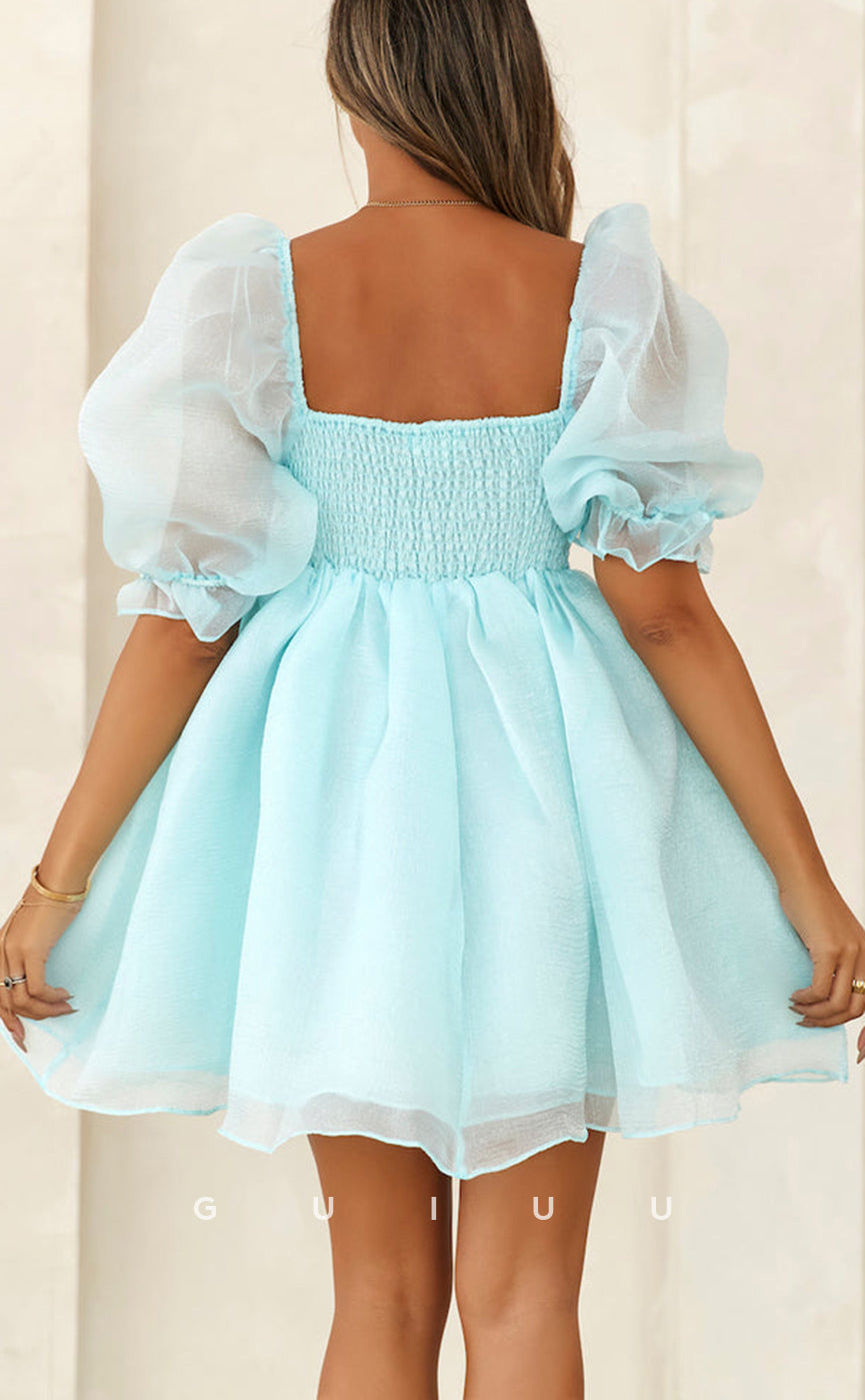 GH783 - Chic Cute A-Line Ball Gown Puffy Mini Short Homecoming Party Dress