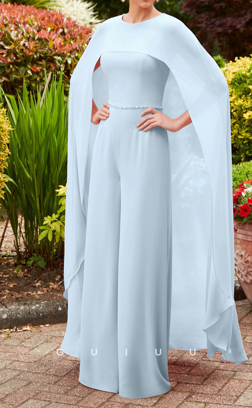GM726 - Classic & Luxurious Jumpsuit Scoop Beaded With Overlay Floor-Length Mother of the Bride Dress