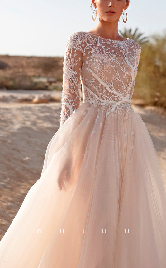 GW155 - Elegant & Luxurious Lace Applique Ball Gown Wedding Dress