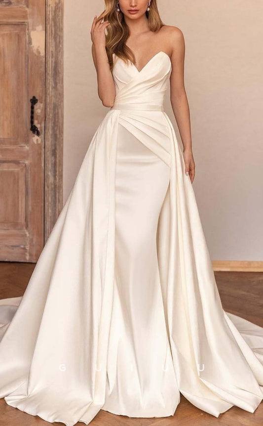 GW445 - Classic & Timeless A-Line Sweetheart Pleats Long Boho Wedding Dresses