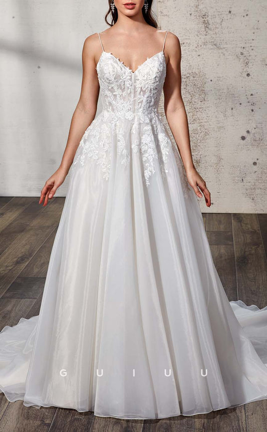 GW462 - Classic & Timeless Sweetheart Straps Applique Long Boho Wedding Dresses