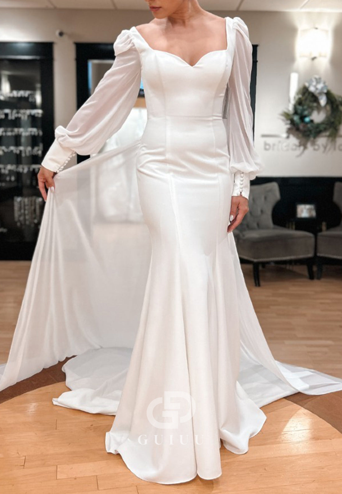 Simple Sweetheart Backless Mermaid Wedding Dress