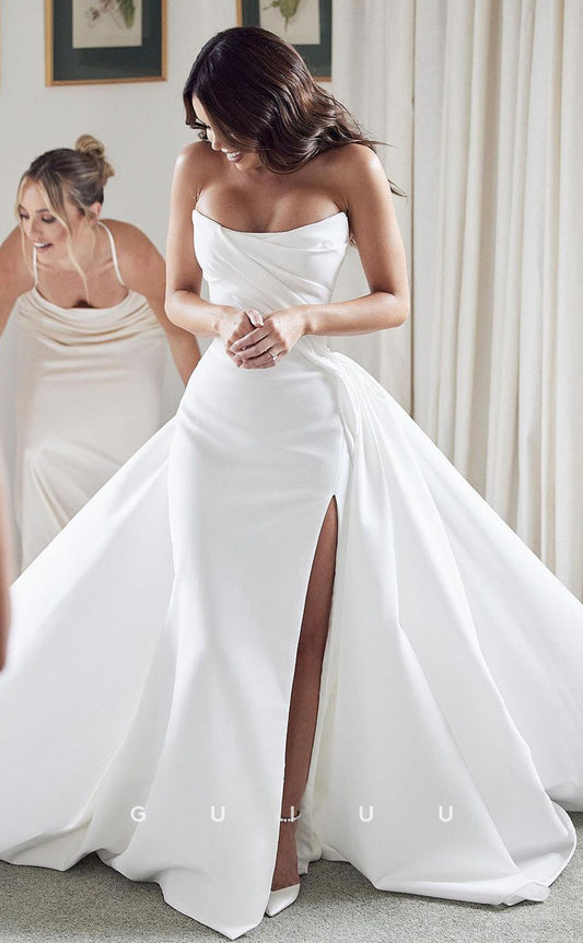 GW956 - Jumpsuit Pantsuit V-neck Sleeveless Elegant Chiffon Lace Wedding Dress