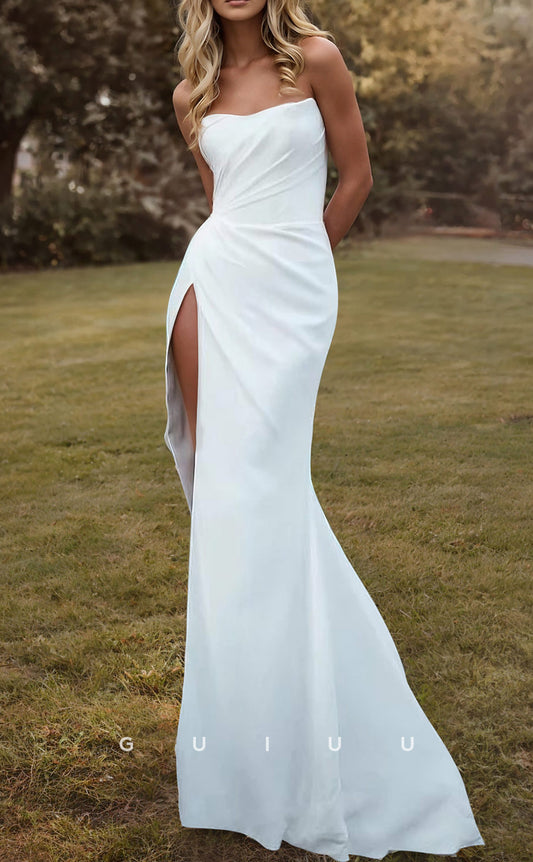 GW957 - Jumpsuit Pantsuit V-neck Sleeveless Elegant Chiffon Lace Wedding Dress