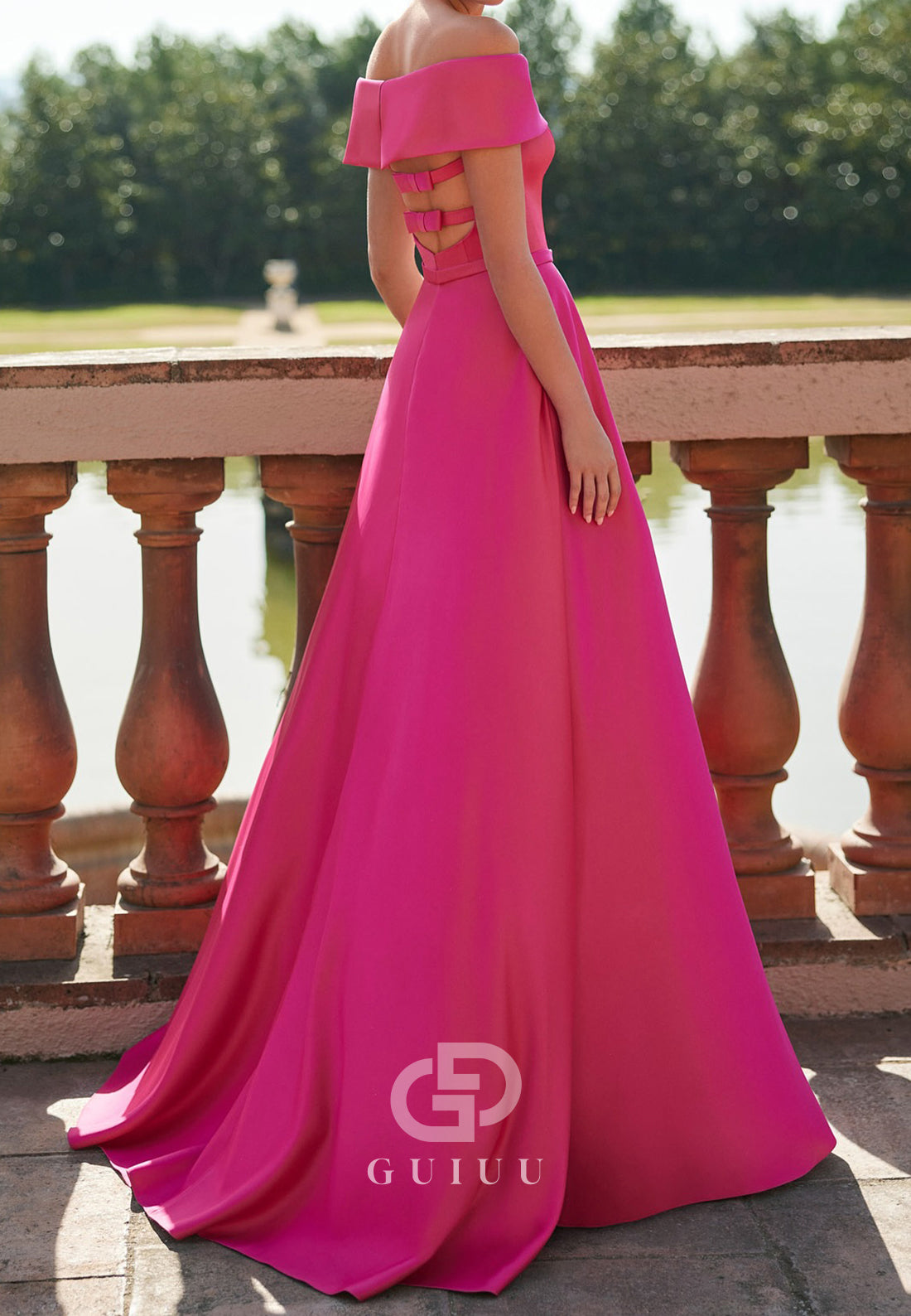 Candy Pink Short Sleeves Scoop Backless A-Line Mother of the Bride Dress