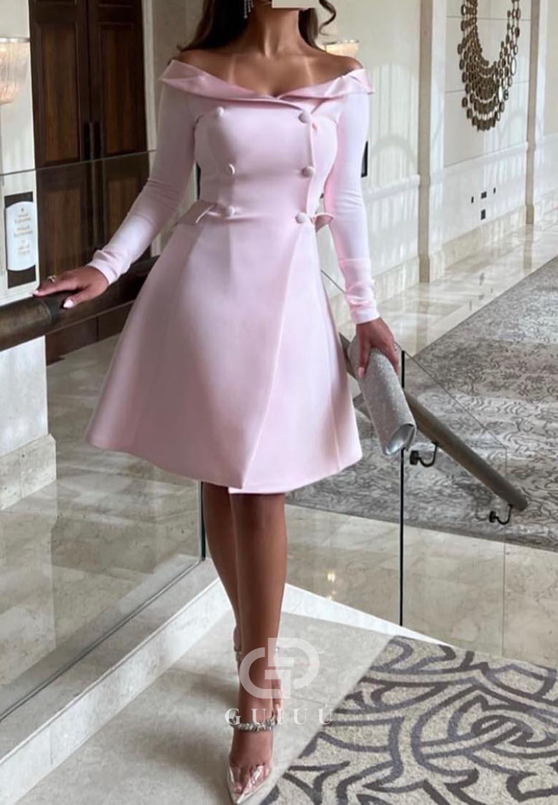 A-Line V-Neck Long Sleeves Knee-Length Work Dress