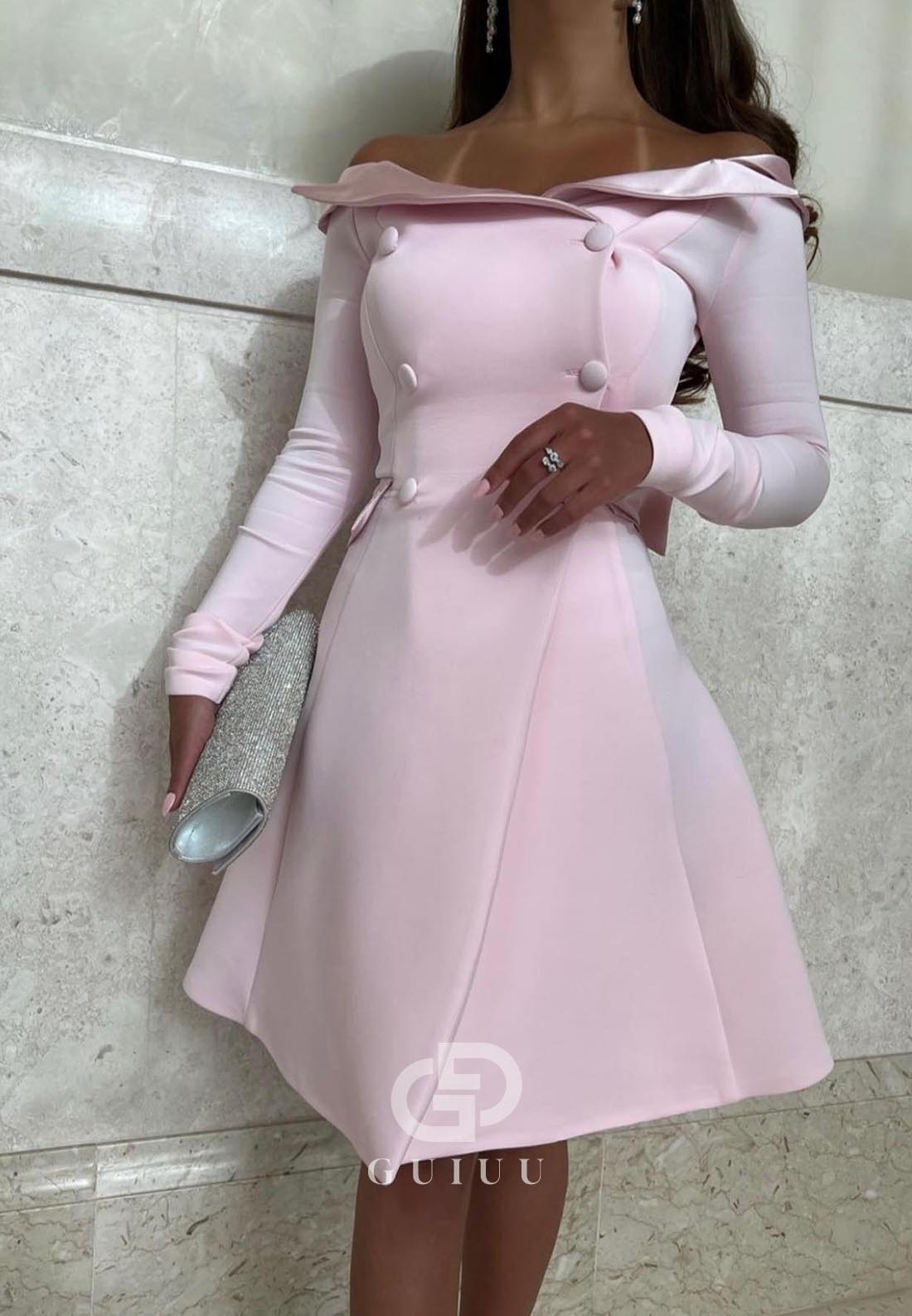 A-Line V-Neck Long Sleeves Knee-Length Work Dress