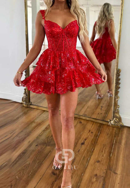 Charming Sleeveless Sweetheart Corset Homecoming Dress
