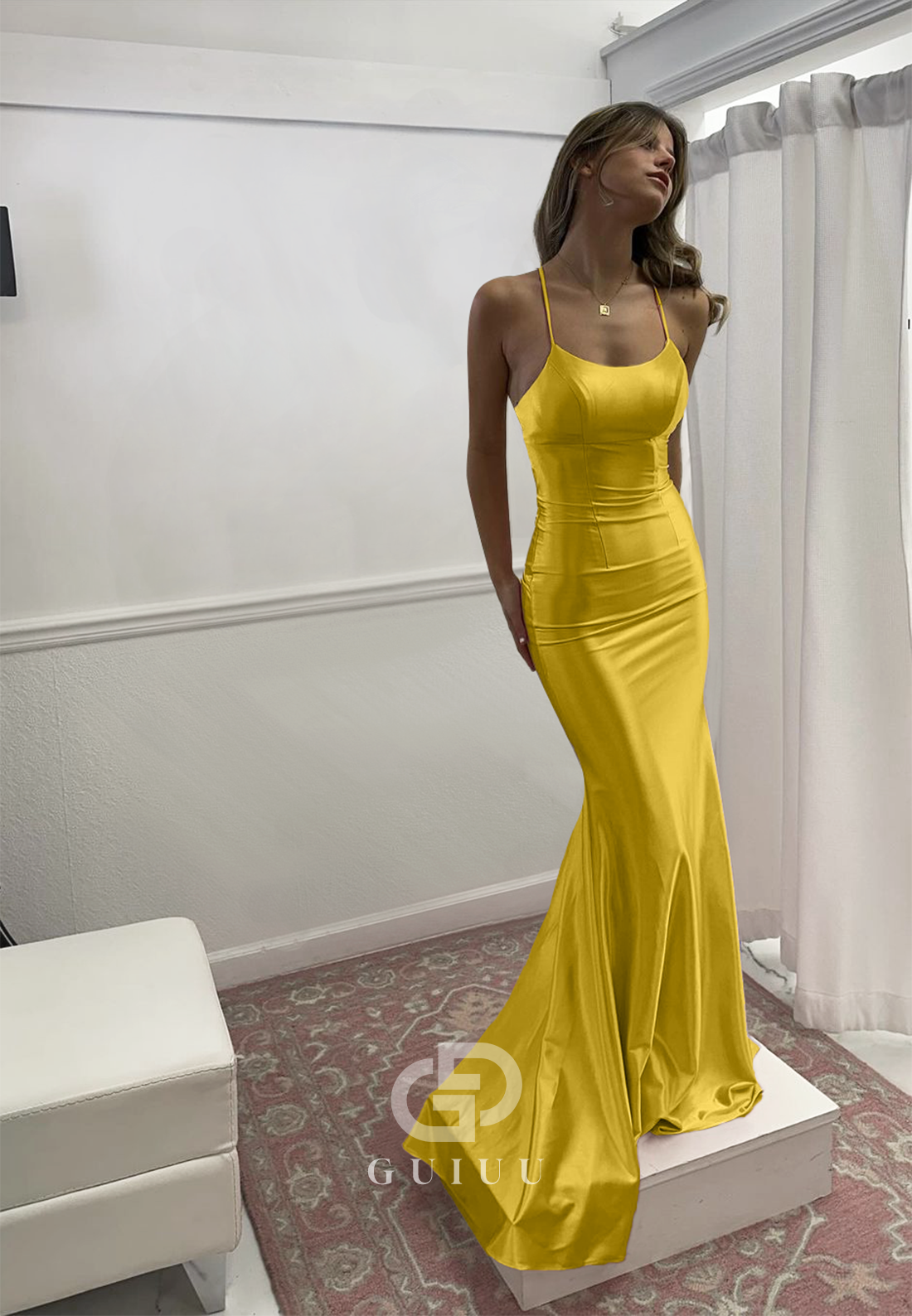 ワンピース Dragon Print Mermaid Long Slip Dress G3747 - Mermaid Spaghetti Straps Sleeveless Long Prom Dress