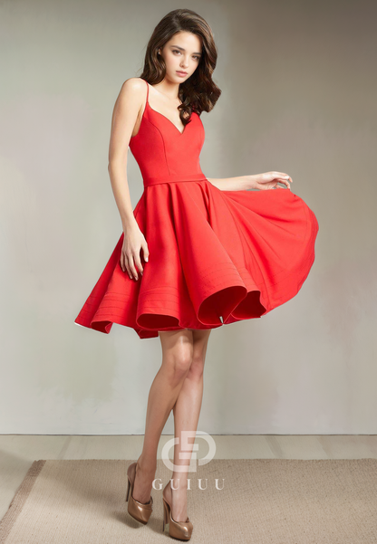 Simple A-Line V Neck Strapless Sleeveless Short Homecoming Dress