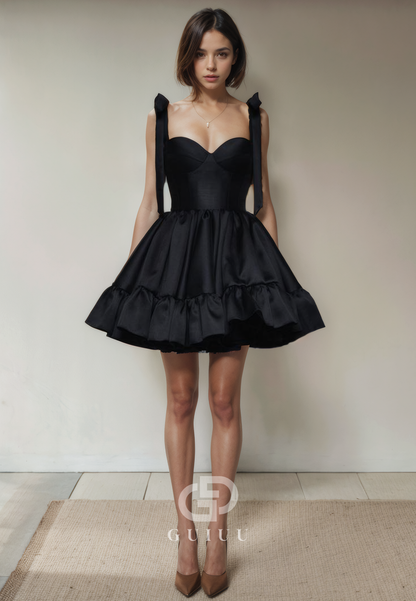 A-Line Strapless Straps Sleeveless Short Homecoming Dress