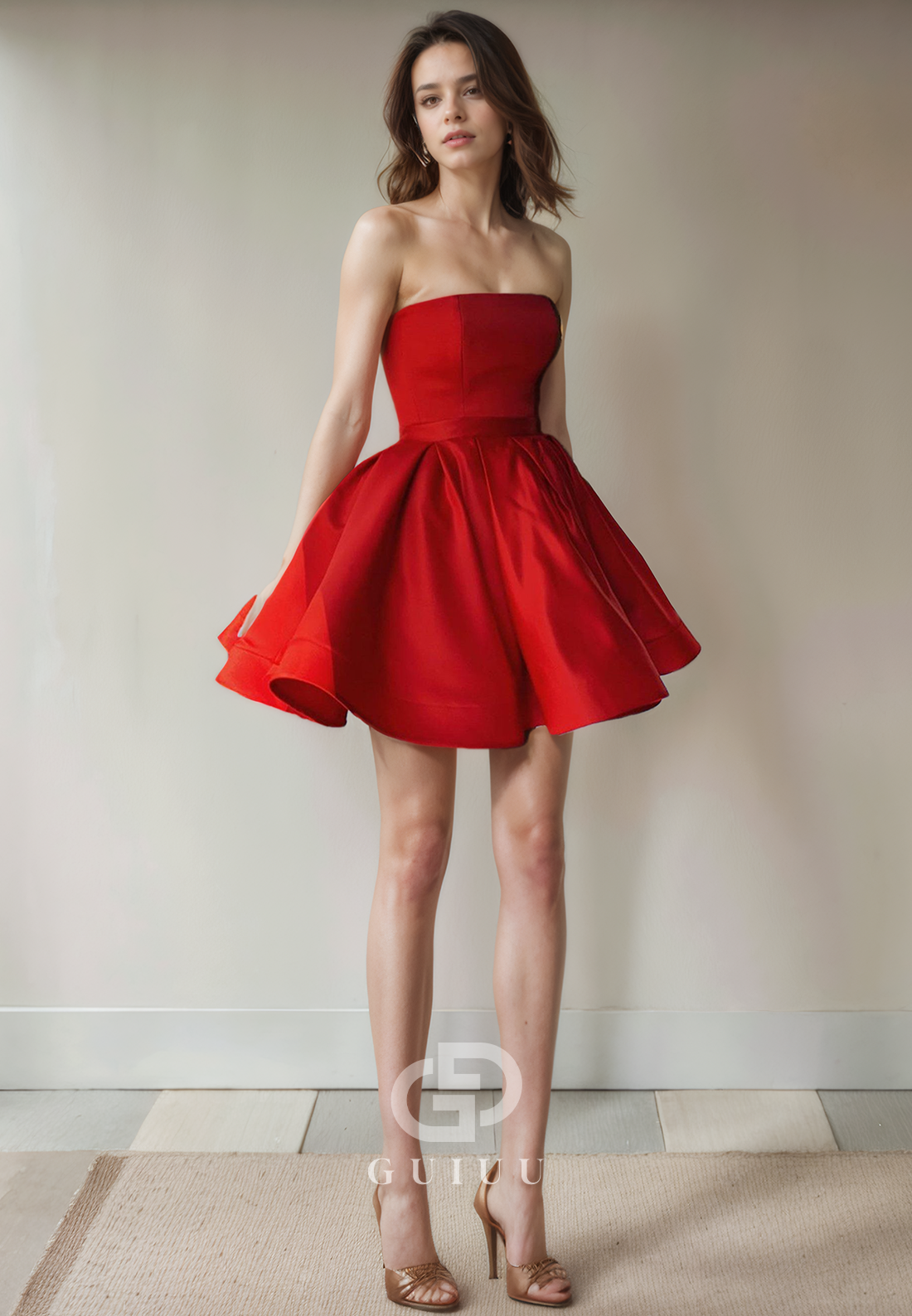 A-Line Strapless Sleeveless Short Homecoming Dress