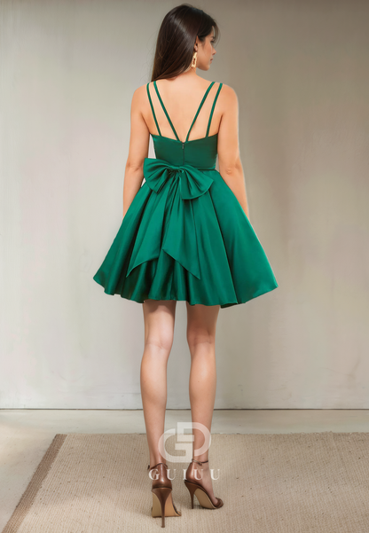 A-Line Sweetheart Neck Straps Sleeveless Ruffles Back Zipper Homecoming Dress