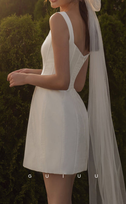 GW947 - A-Line Low V-Neck Tulle Elegant Wedding Dress include Veil