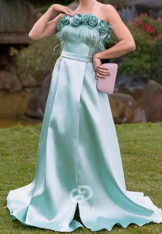 Caribbean Strapless Sleeveless Floral Appliques Mother of the Bride Dress