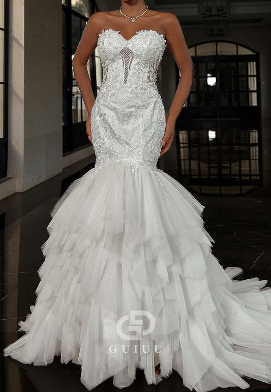 Charming Strapless Sleeveless Corset Mermaid Wedding Dress