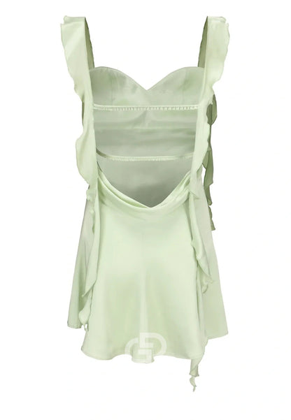 Cute Sheath Square Neck Short Homecoming Dress with Backless