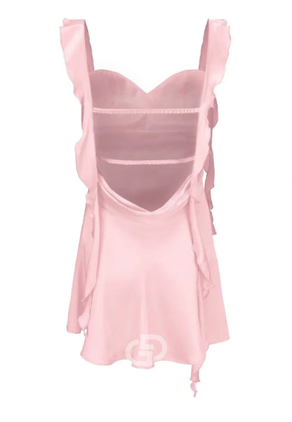Cute Sheath Square Neck Short Homecoming Dress with Backless
