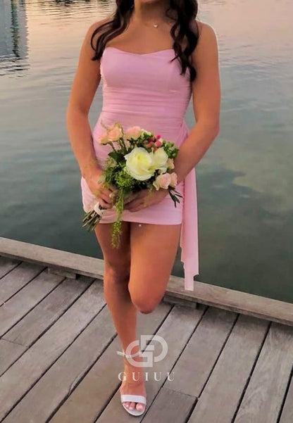 Elegant Ruched Strapless Chiffon Homecoming Dress with Asymmetrical Detail