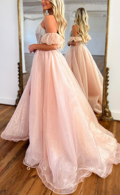 G2513 - Elegant & Luxurious Beaded Off-Shoulder Ball Gown Long Prom Evening Dress