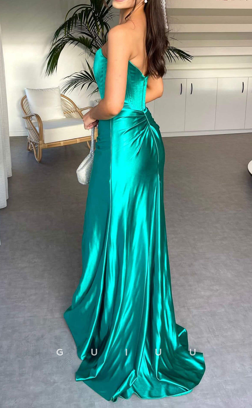 G2538 - Chic & Modern Satrpless Ruched Taffeta Long Prom Evening Dresses