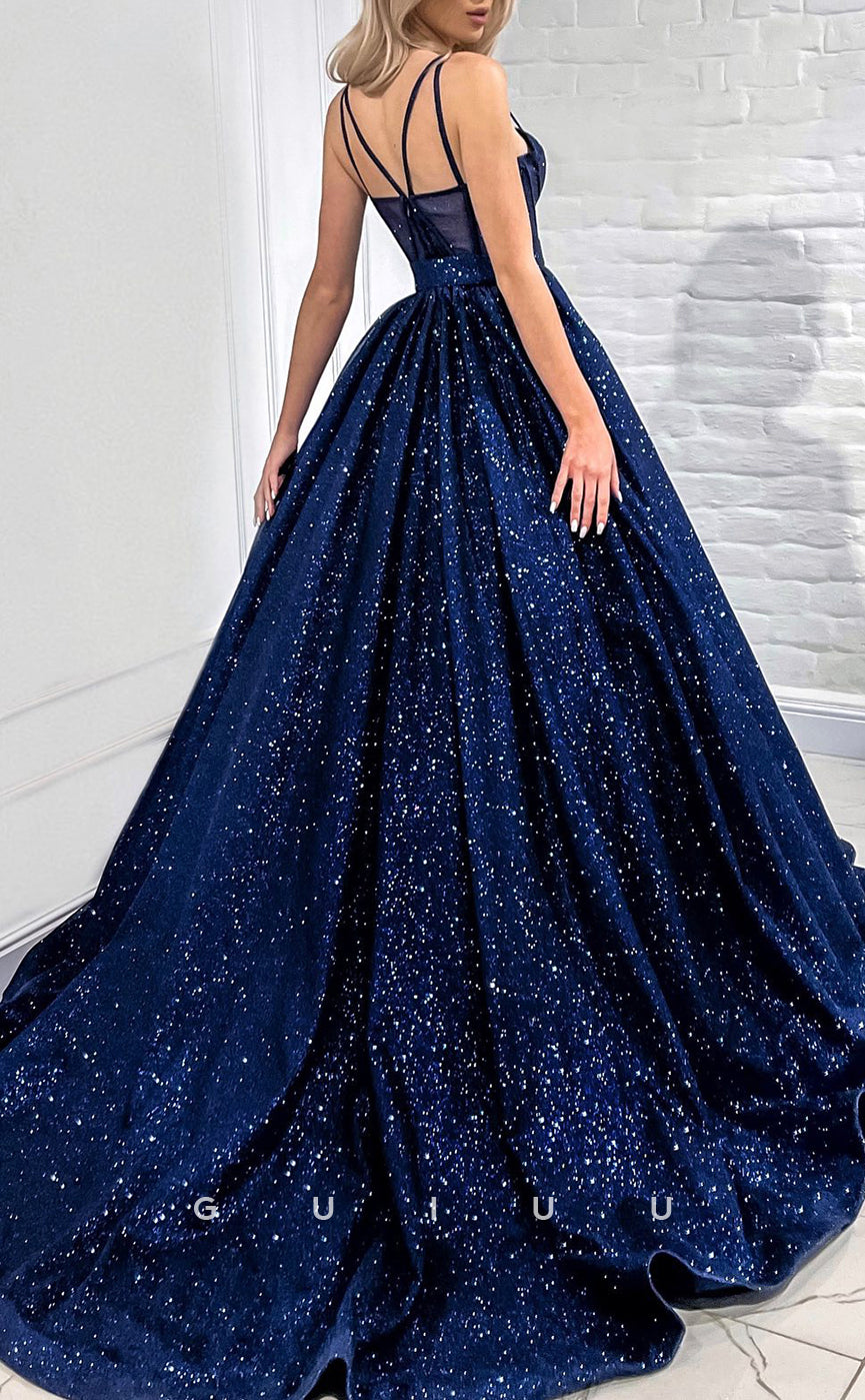 G2868 - Elegant & Luxurious Glitter A-Line Sweetheart Straps Prom Evening Dress