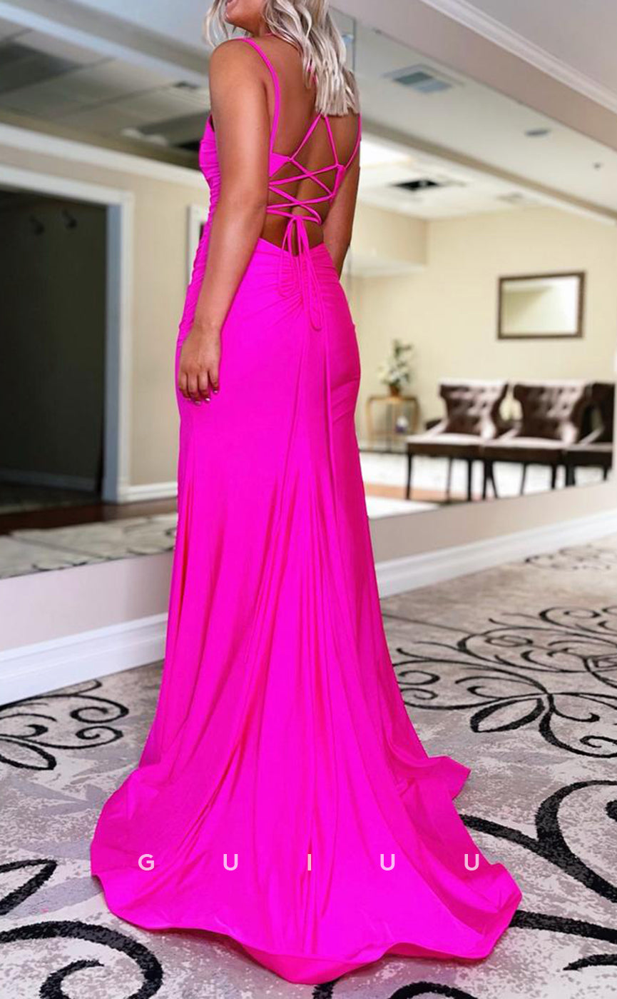 G2876 - Sexy Sheath Sweetheart Straps Simple Satin Long Prom Formal Dress