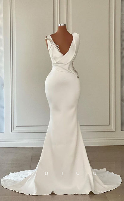 G3018 - Classic & Timeless Mermaid V-Neck Beaded Long Formal Prom Dress