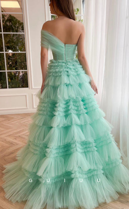 G3042 - Classic & Timeless Ball Gown One Shoulder Tulle Long Formal Prom Dress