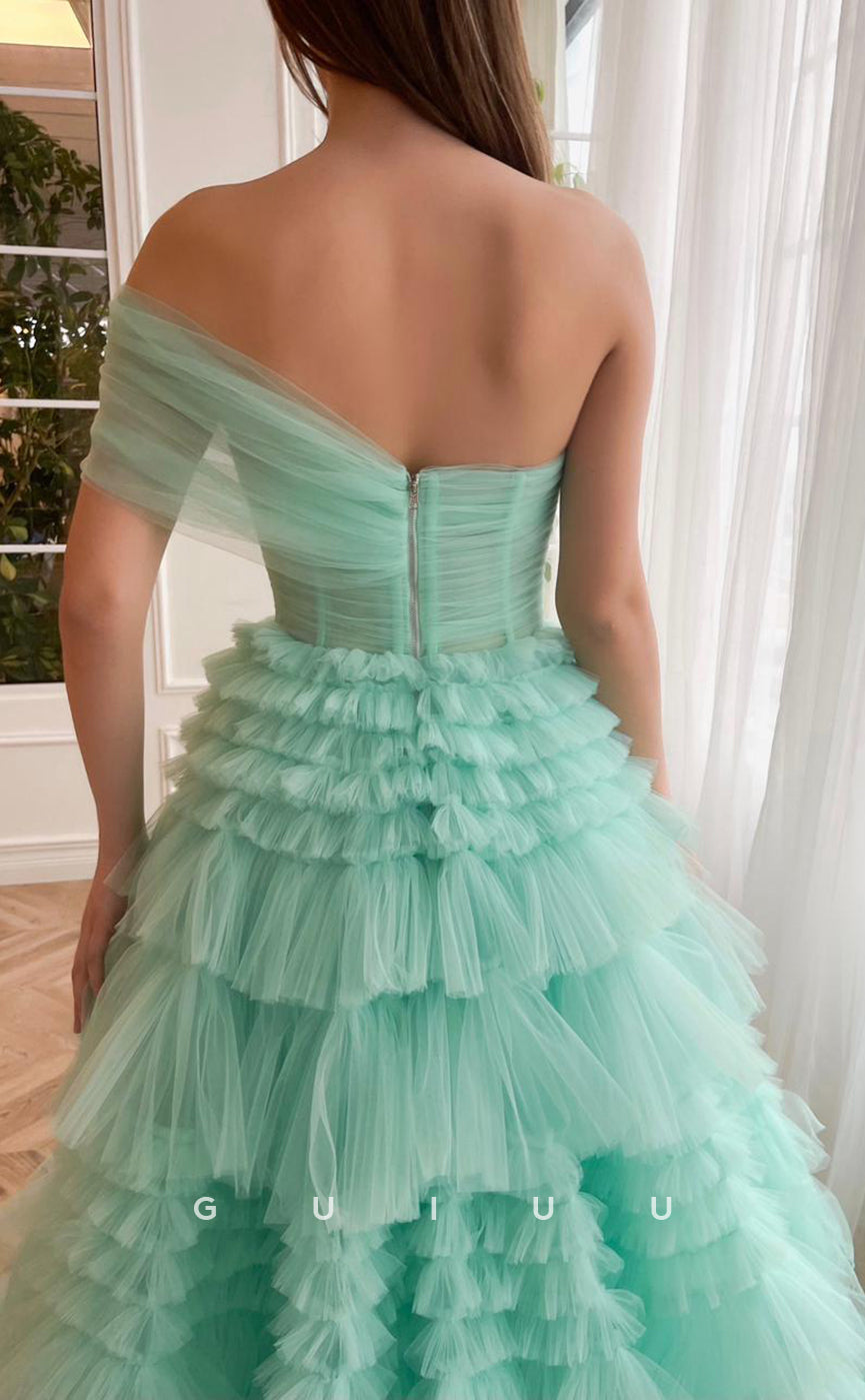 G3042 - Classic & Timeless Ball Gown One Shoulder Tulle Long Formal Prom Dress