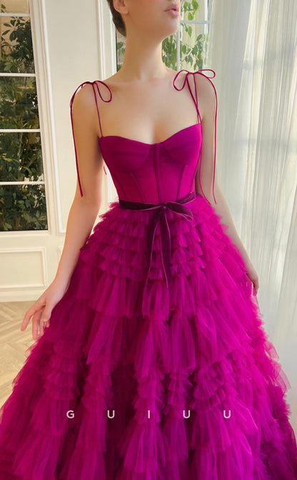 G3047 - Elegant & Luxurious A-Line Tulle Sweetheart Straps Long Formal Prom Dress