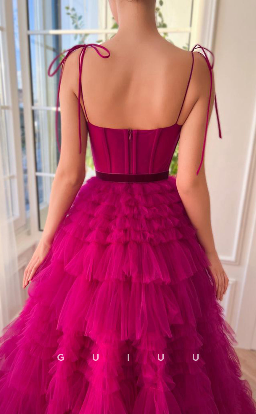 G3047 - Elegant & Luxurious A-Line Tulle Sweetheart Straps Long Formal Prom Dress