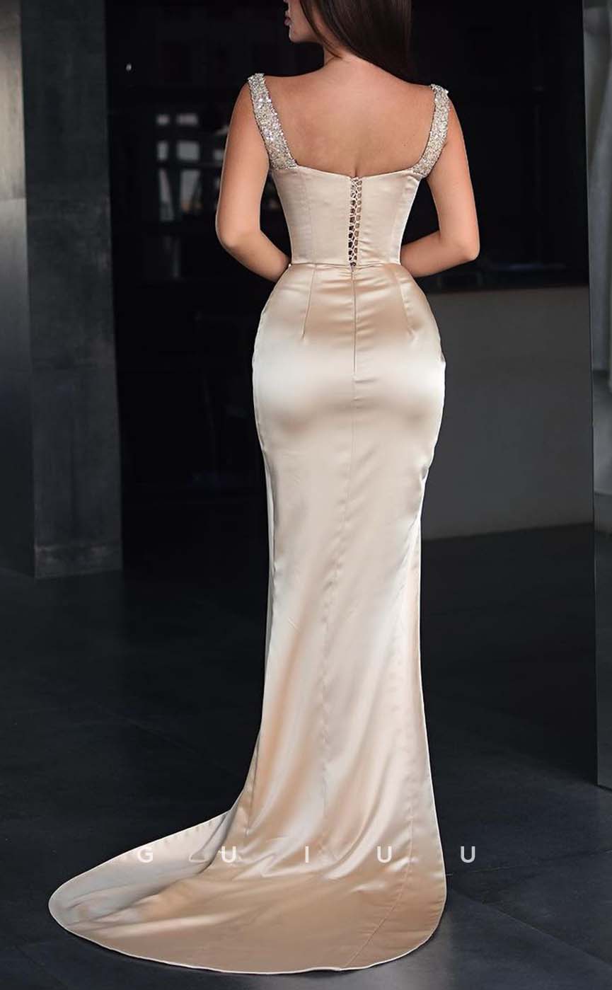 G3124 - Chic & Modern SWeetheart Sequins Straps Long Formal Prom Dresses