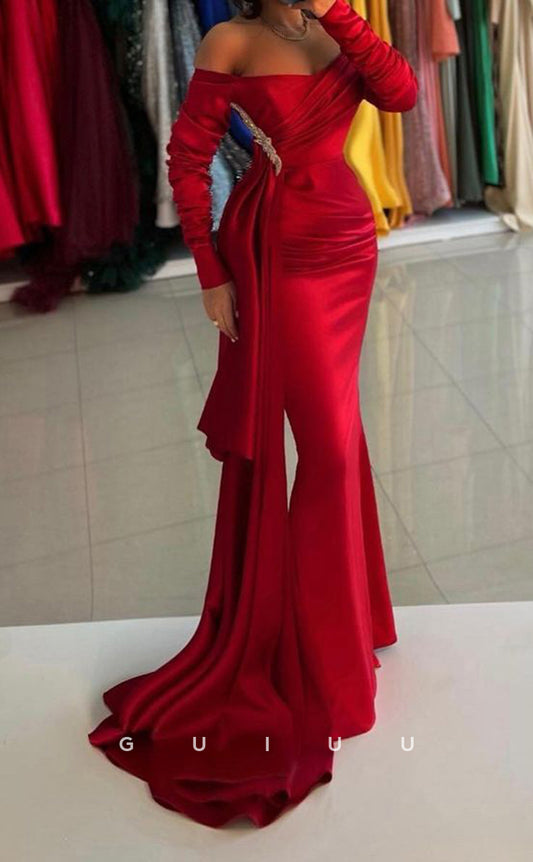 G3362 - Elegent & Chic Sheath & Mermaid Sweetheart Long Sleeves Beaded Ball Gown Prom Dress