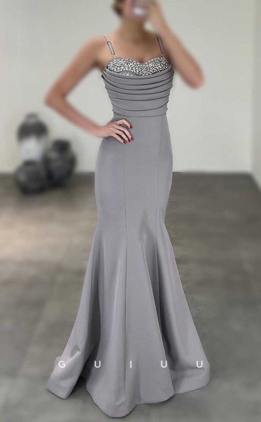 G3997 - Sexy & Hot Trumpet Sweetheart Straps Beaded and Draped Evening Party Prom Dress