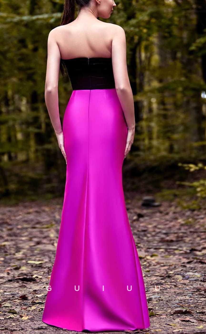 G4053 - Sexy & Hot Sheath V-Neck Draped and Floral Beaded Evening Party Prom Dress with High Side Slit