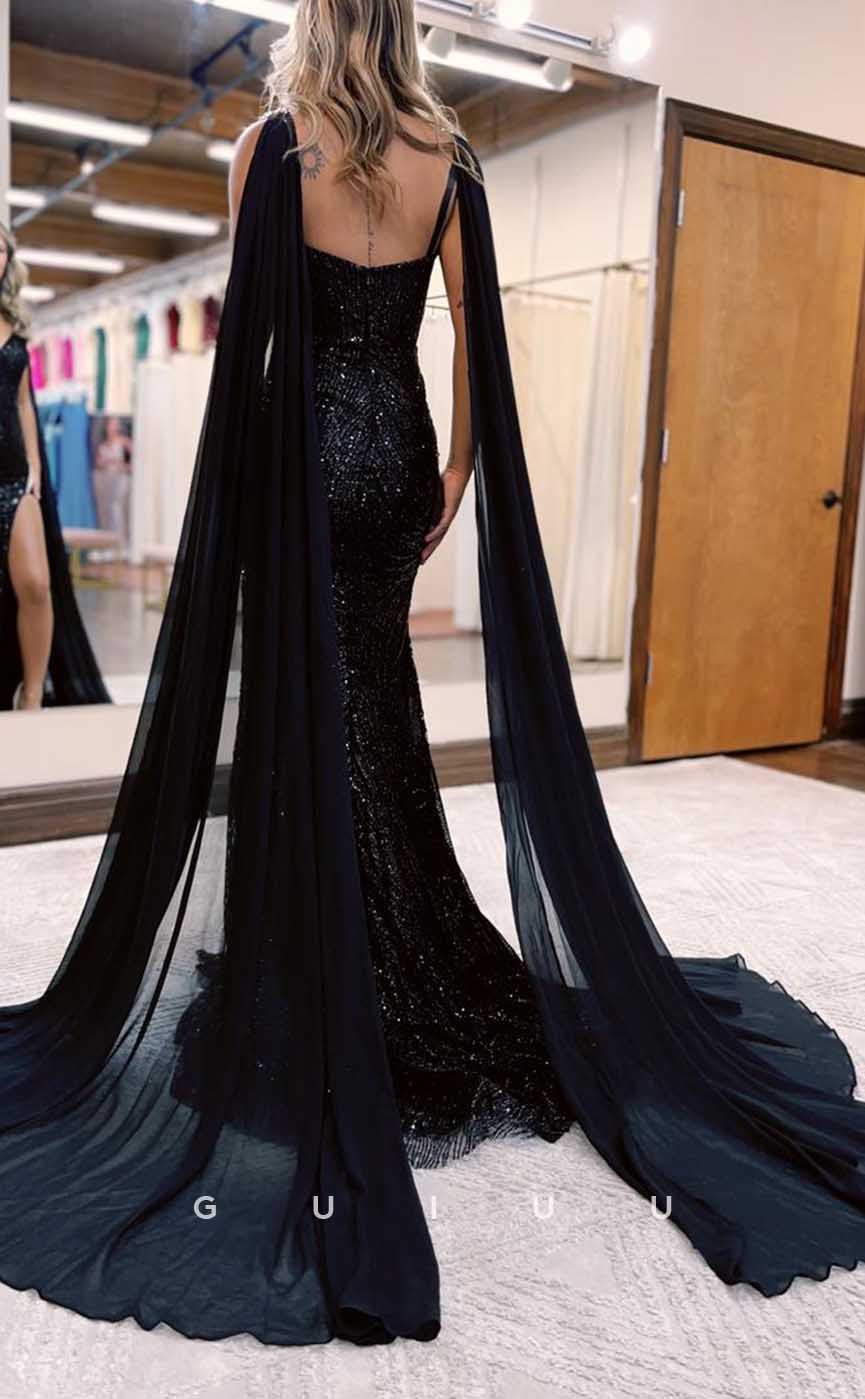 G4274 - Chic & Modern Sheath V-Neck Fully Beaded Evening Gown Prom Dress with High Side Slit and Overlay