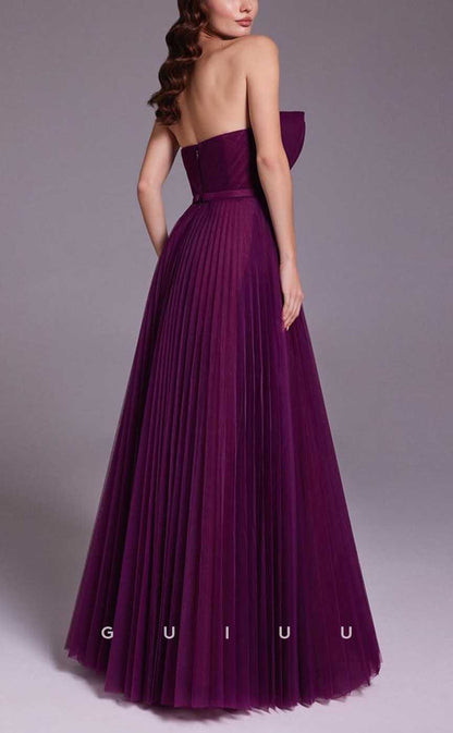 G4357 - Chic & Modern A-Line Strapless Draped and Beaded Formal Party Prom Dress